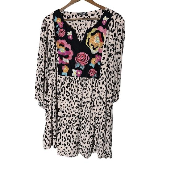 Tunic Top Womens 1X Pink Floral Embroidered Lined Flowy Plus Boho Jane Insp.‎ - Picture 1 of 8